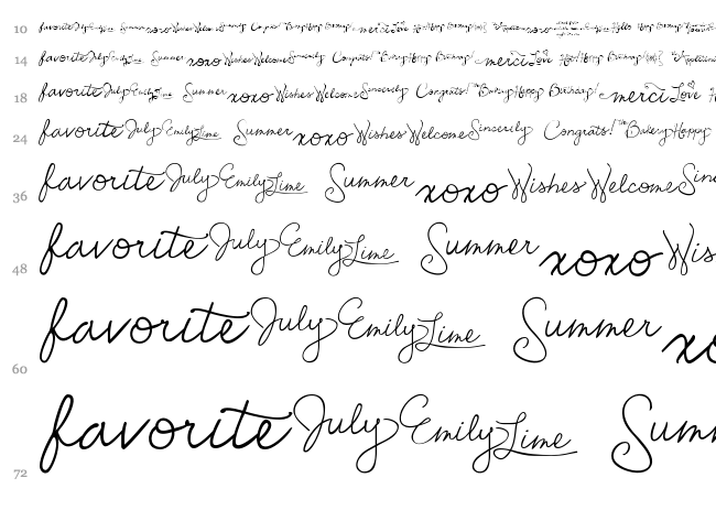 Emily Lime Words font waterfall